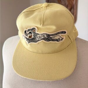 The Ampal Creative Yellow Strapback Hat Leopard Patch Made in USA Vintage cap